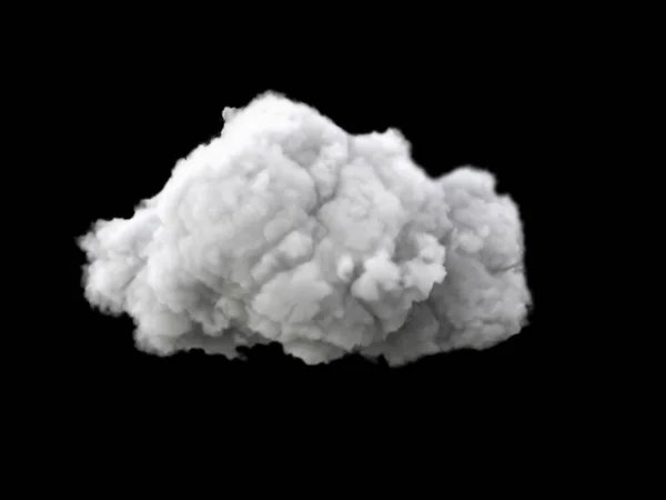 Große Weiße Flauschige Wolke Isoliert Auf Schwarzem Hintergrund — Stockfoto