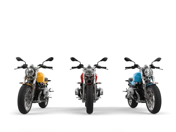 현대식붉은 파란색 노란색으로 오토바이 앞모습 — 스톡 사진