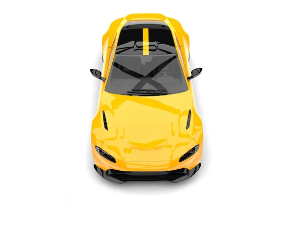 Ярко Желтый Современный Электрический Спорткар Вид Сверху Вниз — стоковое фото