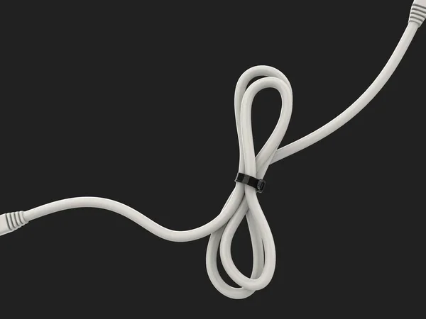 White Cable Black Ziptie Strap — стоковое фото