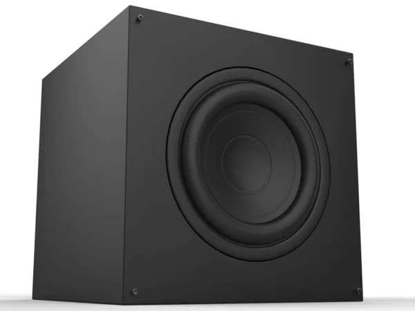 Black Matte Sub Woofer Bass Music Speaker Closeup Shot — 图库照片