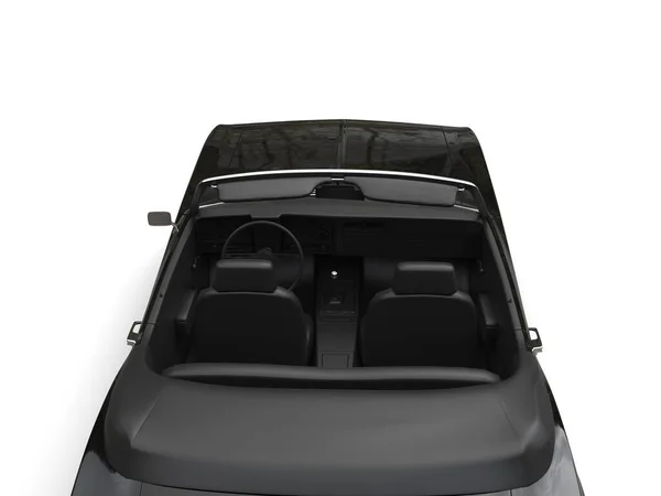 Fajny Czarny Vintage Kabriolet Kabrioletowy Samochód Widok Góry Dół Dachu — Zdjęcie stockowe