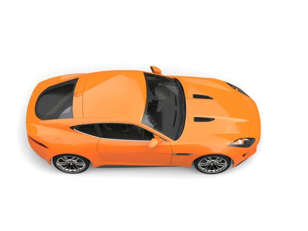 Ярко Теплый Оранжевый Современный Роскошный Спортивный Автомобиль Вид Сверху Вниз — стоковое фото