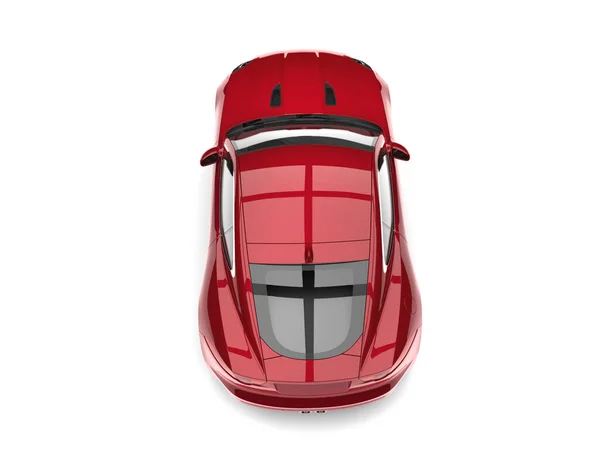 Metalowy Wiśniowy Czerwony Luksusowy Samochód Sportowy Widok Góry Dół — Zdjęcie stockowe