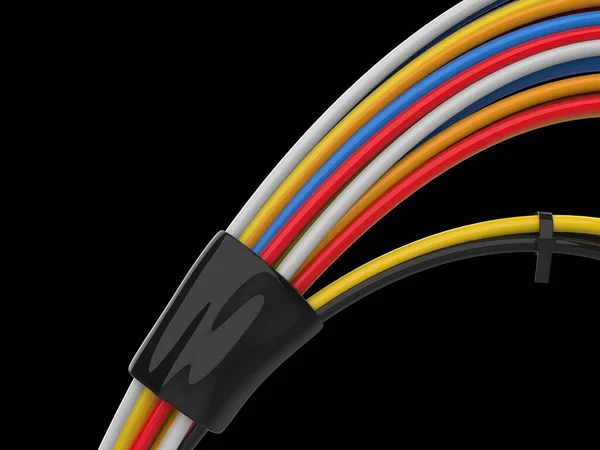 Montón Entero Cables Colores Unidos Con Caucho Negro —  Fotos de Stock