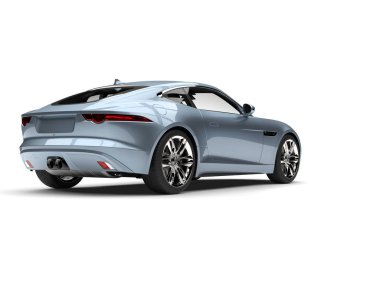 Açık metalik mavi modern lüks spor araba - arka manzara