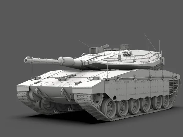 Moderní Vojenský Tank Model Bílý — Stock fotografie