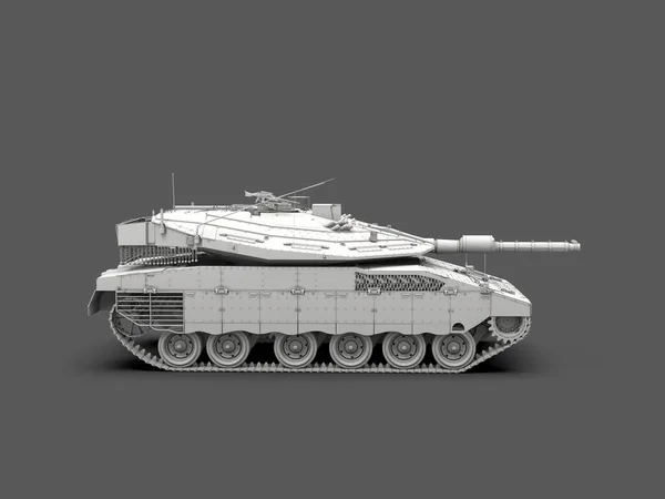 Moderner Militärischer Kampfpanzer Modell Weiß Seitenansicht — Stockfoto