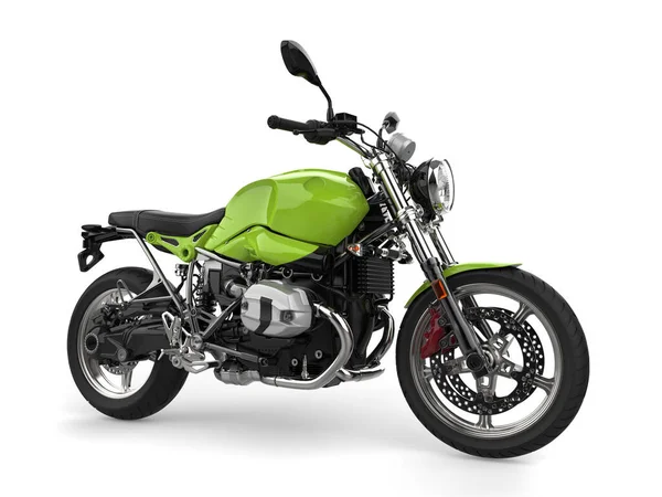 Moto Moderno Verde Brilhante Vista Lateral — Fotografia de Stock