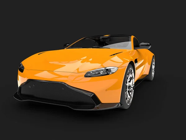 Modern Bright Orange Luxury Sports Car Front View Closeup Shot — Stock Photo, Image