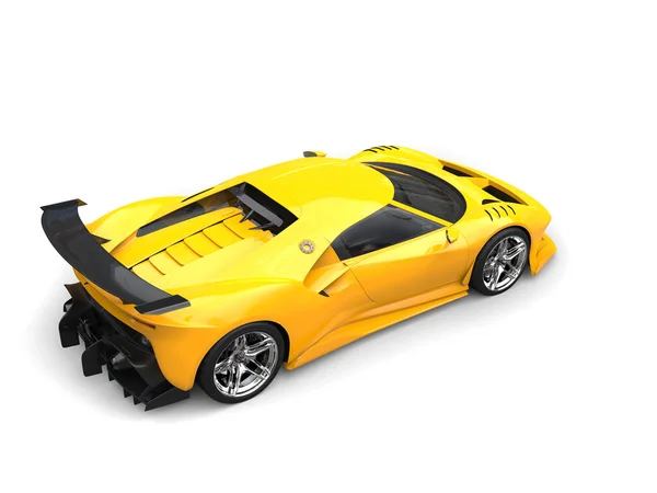 Nowoczesny Żółty Super Samochód Wyścigowy Widok Tyłu — Zdjęcie stockowe