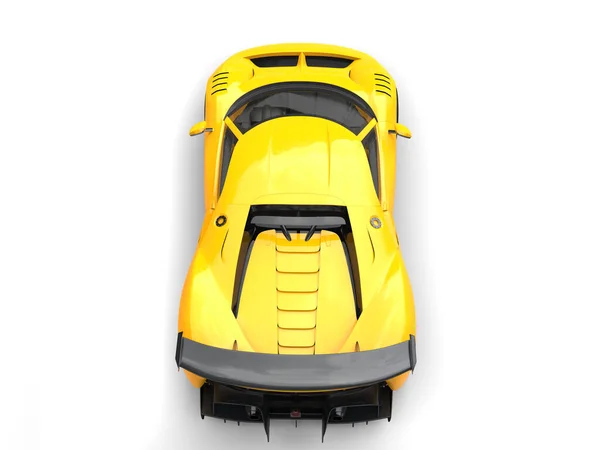 現代の黄色のスーパースポーツカー トップダウンビュー — ストック写真