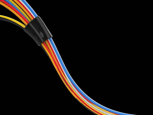 Bündel Bunter Kabel Mit Festem Schwarzen Gummiband Zusammengehalten — Stockfoto