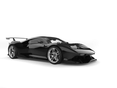 Modern yarış süper arabası - düşük açılı güzellik çekimi - simsiyah renk