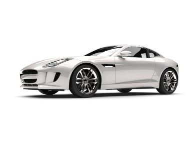 Modern hafif metalik gümüş spor araba - düşük açılı güzellik çekimi