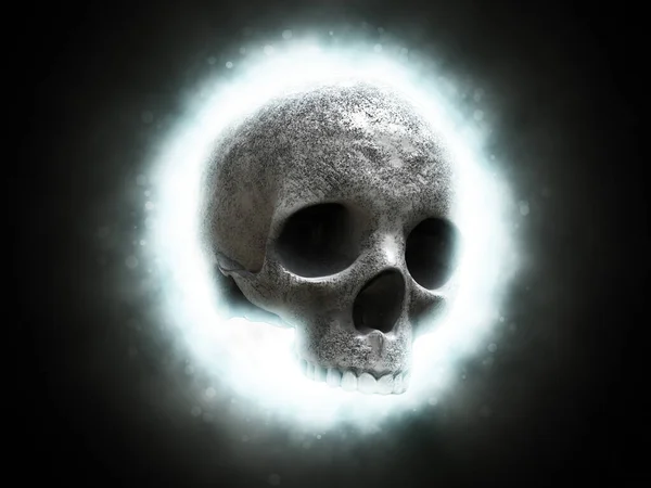 頭蓋骨の頭蓋骨は黒の背景に輝く — ストック写真