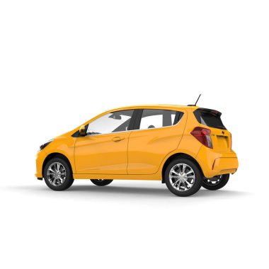 Sarı Chevrolet Spark 2019-2021 model - yan görünüm - 3D Görüntü - beyaz arkaplanda izole
