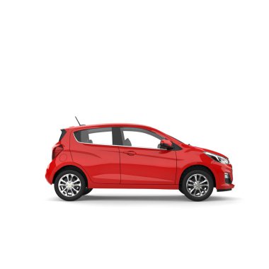 Kırmızı Chevrolet Spark 2019-2021 model - yan görünüm - 3D Görüntü - beyaz arkaplanda izole 
