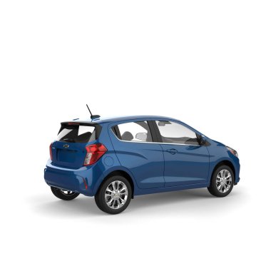 Koyu mavi Chevrolet Kıvılcım 2019-2021 model - yan görünüm - 3D Görüntü - beyaz arkaplanda izole