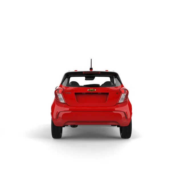 Modelo Rojo Chevrolet Spark 2019 2021 Vista Trasera Ilustración Aislado —  Fotos de Stock