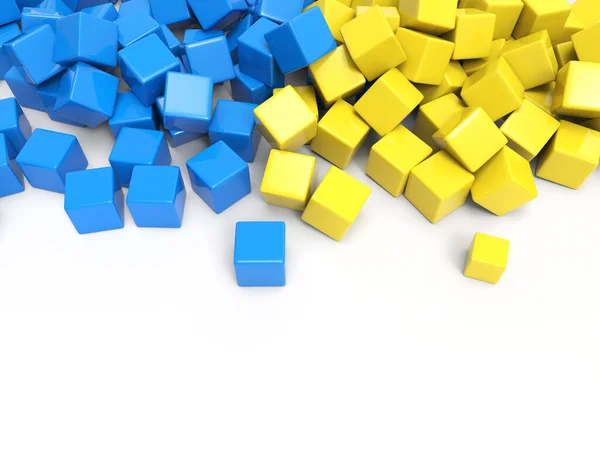 Bunch Blue Yellow Cubes Background — Stock Photo, Image