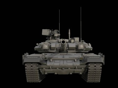 Çok güçlü bir askeri tank - gri kamuflaj rengi - ön görüş