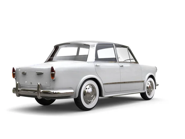 Brilhante Branco Vintage Velho Carro Compacto Back Side View — Fotografia de Stock