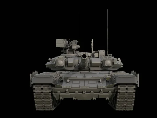 Tanque Militar Poderoso Cor Camo Cinza Vista Frontal — Fotografia de Stock