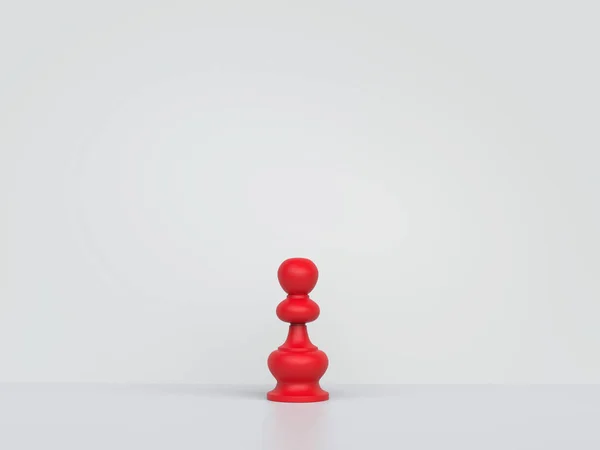 Red Pawn Stands Alone White Background — Stock Photo, Image