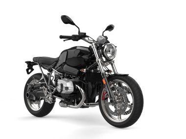 Black shiny new modern muscle motorcycle - 3D Illustration
