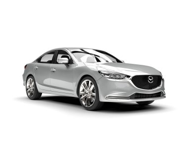 Silver Mazda 6 2018 - 2021 model - beauty shot - 3D Illustration - isolated on white background