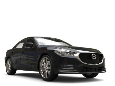 Black Mazda 6 2018 - 2021 model - closeup shot - 3D Illustration - isolated on white background