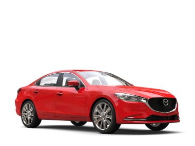 Kırmızı Mazda 6 2018 - 2021 model - güzellik çekimi - 3 boyutlu görüntü - beyaz arkaplanda izole