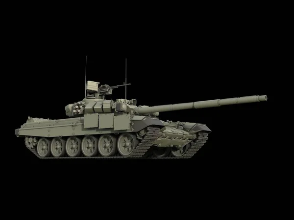 Modern Green Powerful Military Tank Low Angle Side View Shot — Stockfoto
