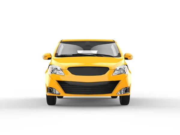 Modern Yellow Generic Compact Small Car Front View Illustration — Stock Fotó