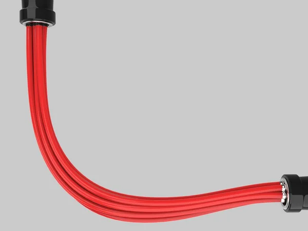 黑色插头红色电缆 3D说明 — 图库照片