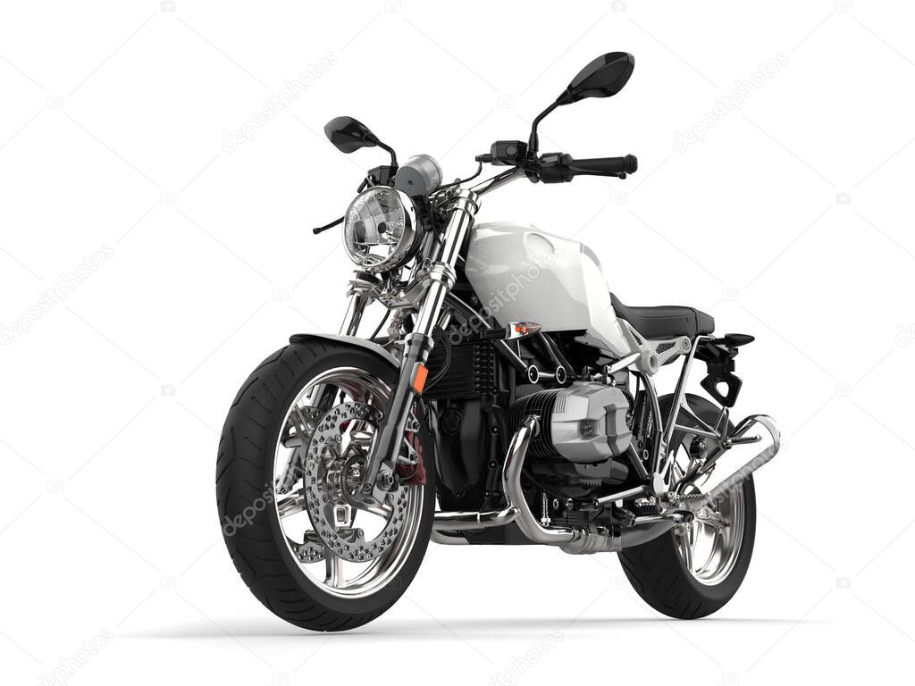 Clear white new modern muscle motorcycle - 3D Illustration