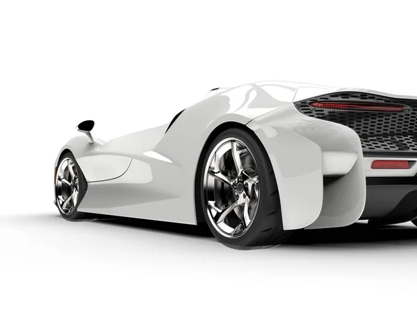 Λευκό Πολυτελές Γρήγορο Super Σπορ Αυτοκίνητο Πίσω Τροχός Κοντινό Πλάνο — Φωτογραφία Αρχείου