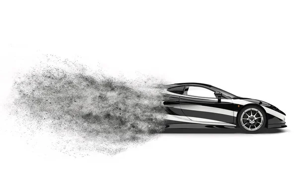 Disintegrating Black White Fast Sports Car — Stock Photo, Image