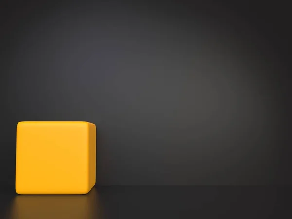 Soft Yellow Cube Black Backdrop — Stock Photo, Image