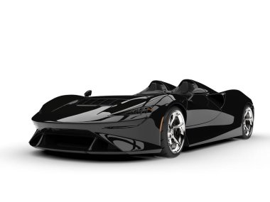Parlak siyah modern üstü açık lüks süper araba.