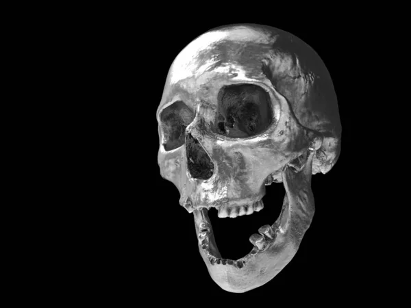 Crâne Chrome Riant Avec Dents Manquantes — Photo