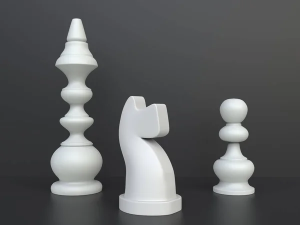 Weiße Schachfiguren Auf Dunklem Hintergrund — Stockfoto