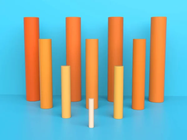 Orange Cylinder Columns Bright Blue Background — Stockfoto