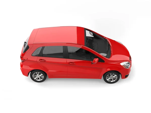 Bright Red Modern Compact Car Top View — Stock Fotó