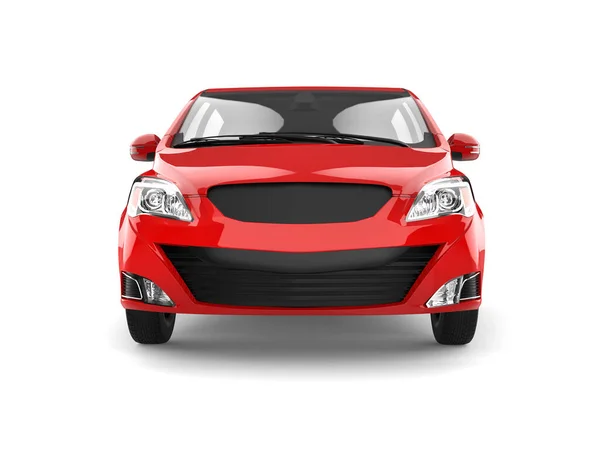 Bright Red Modern Compact Car Front View — Stock Photo, Image