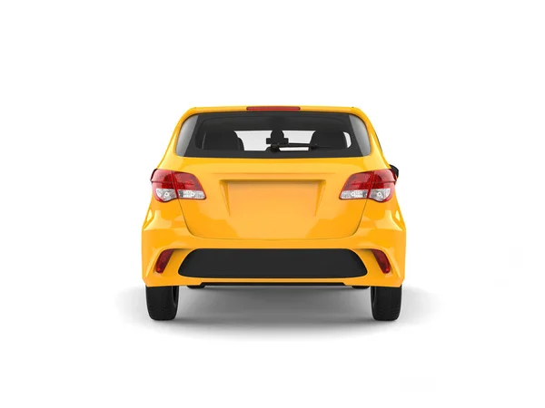 Bright Sunny Yellow Modern Compact Car Front View Back View — стоковое фото