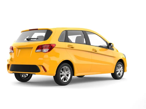 Bright Sunny Yellow Modern Compact Car Front View Rear Wheel — Stock Fotó