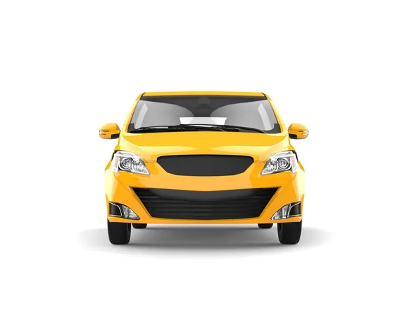 Bright Sunny Yellow Modern Compact Car Front View — Fotografia de Stock