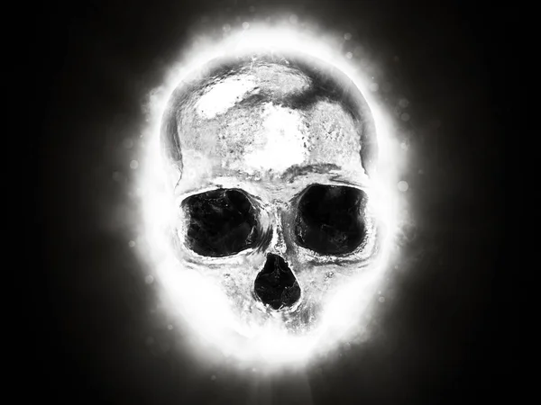 Glowing Skull Made Out Shiny Metal — Fotografia de Stock